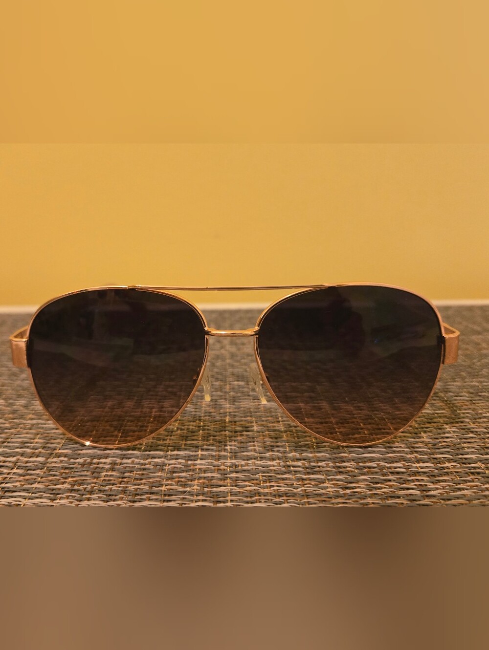 Gold Frame Pink Temple Aviator Sunglasses with Crystal Accents